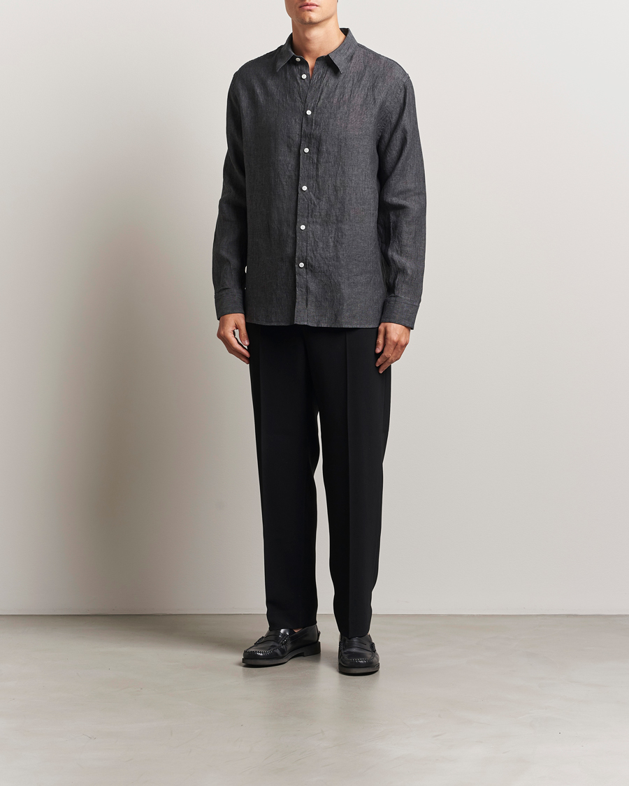 Hombres | Camisas | J.Lindeberg | Linen Melange Shirt Black