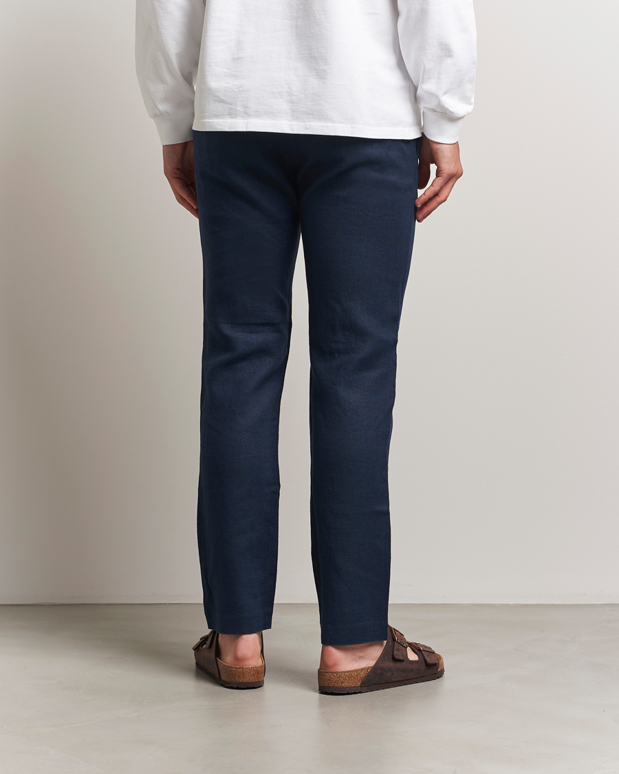 Hombres | Pantalones | NN07 | Theo Linen Trousers Navy Blue