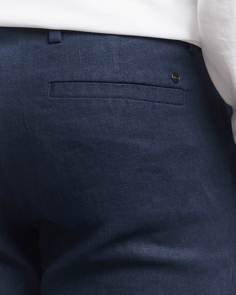 Hombres | Pantalones | NN07 | Theo Linen Trousers Navy Blue