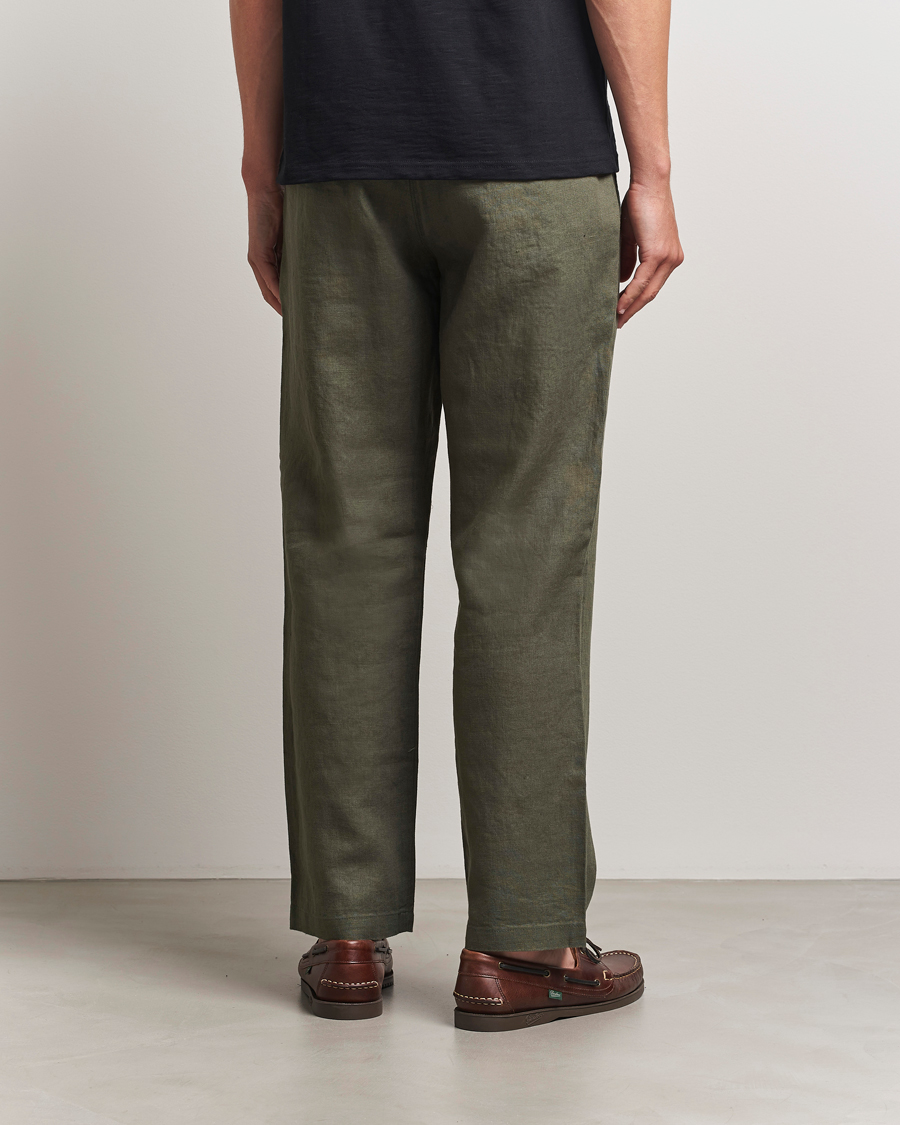 Hombres | Pantalones | NN07 | Aden Regular Fit Linen Trousers Croc Green