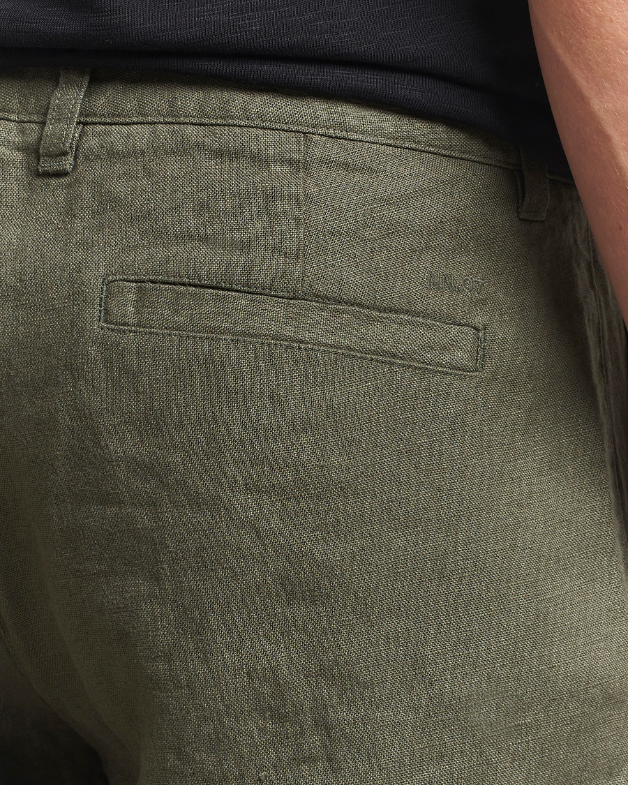 Hombres | Pantalones | NN07 | Aden Regular Fit Linen Trousers Croc Green