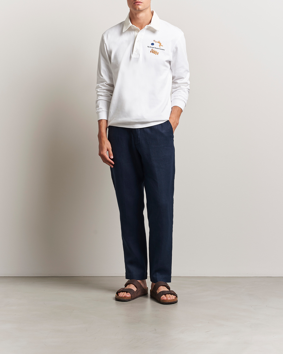 Hombres | Pantalones | NN07 | Billie Linen Drawstring Trousers Navy Blue