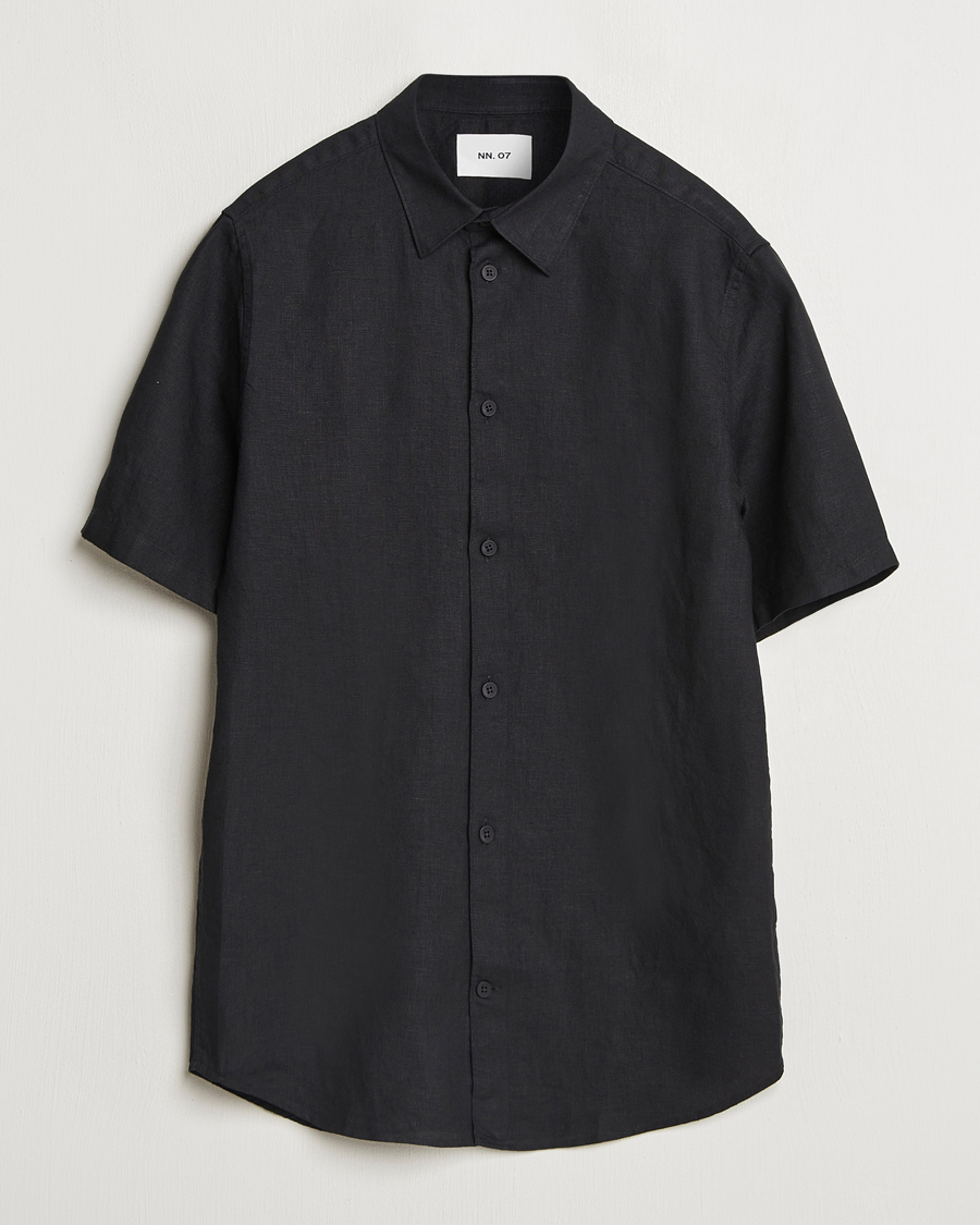 Hombres | Camisas | NN07 | Enzo Linen Short Sleeve Shirt Black
