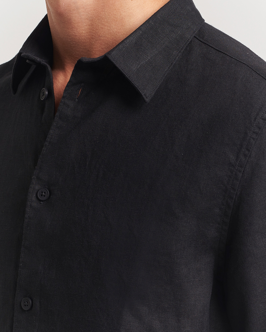 Hombres | Camisas | NN07 | Enzo Linen Short Sleeve Shirt Black