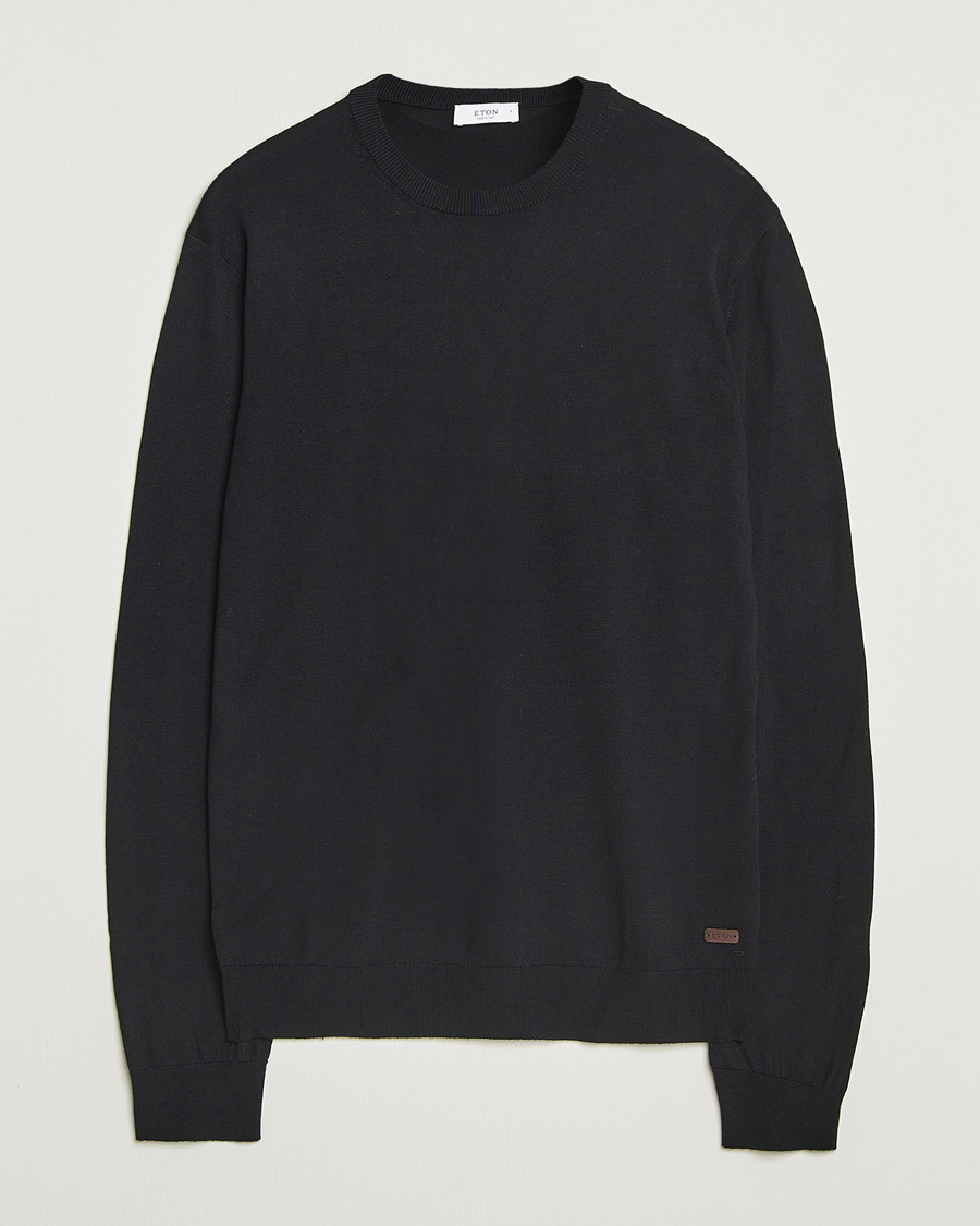 Hombres | Jerséis y prendas de punto | Eton | Merino Knitted Crew Neck Black
