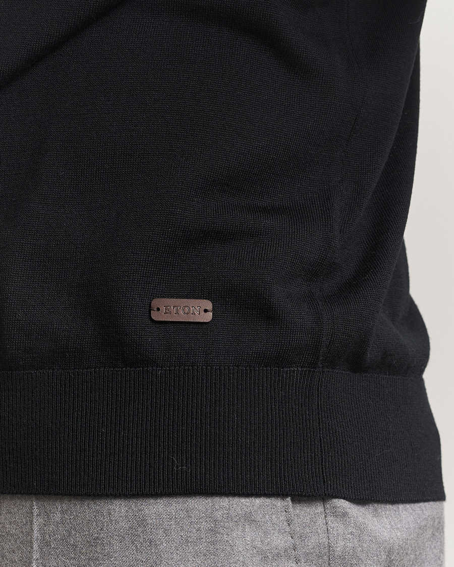 Hombres | Jerséis y prendas de punto | Eton | Merino Knitted Crew Neck Black