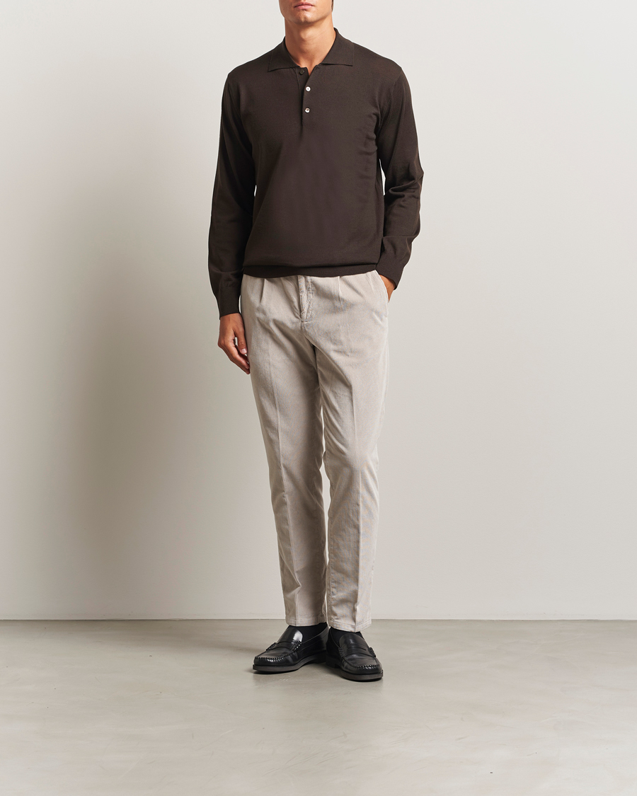 Hombres | Jerséis y prendas de punto | Eton | Merino Knitted Polo Dark Brown