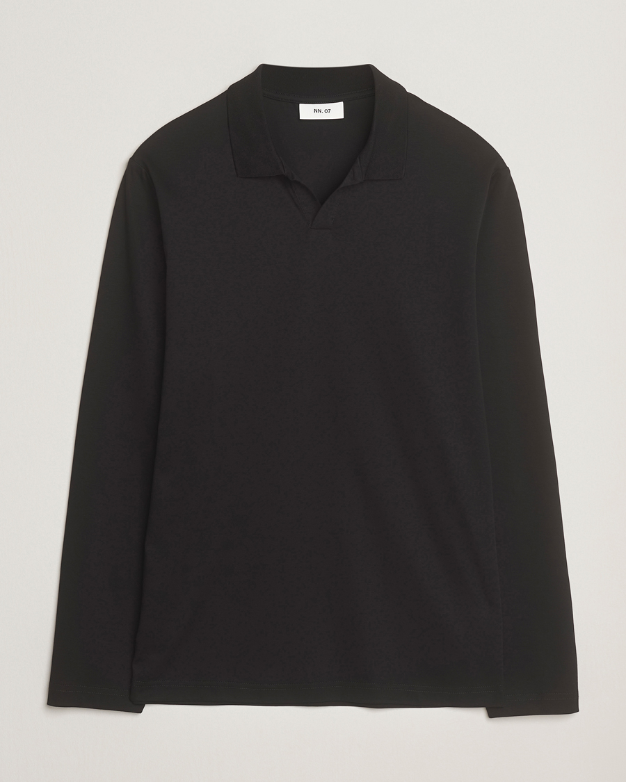 Hombres | Polos | NN07 | Paul Mercerized Long Sleeve Polo Black