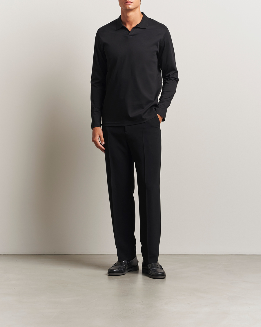 Hombres | Polos | NN07 | Paul Mercerized Long Sleeve Polo Black