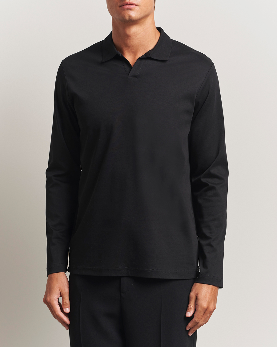 Hombres | Polos | NN07 | Paul Mercerized Long Sleeve Polo Black