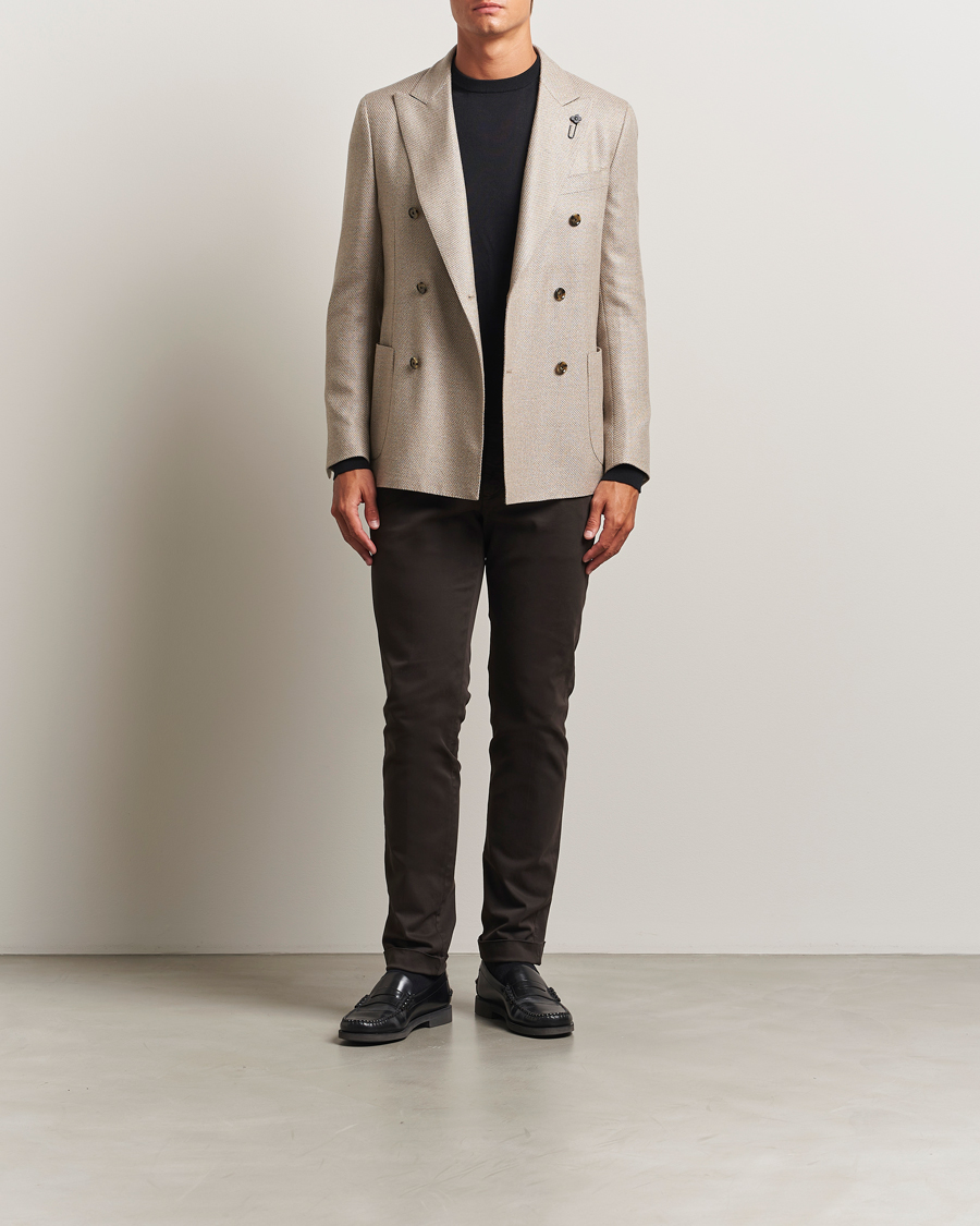 Hombres | Pantalones | Briglia 1949 | Slim Fit Cotton Stretch Chino Dark Brown