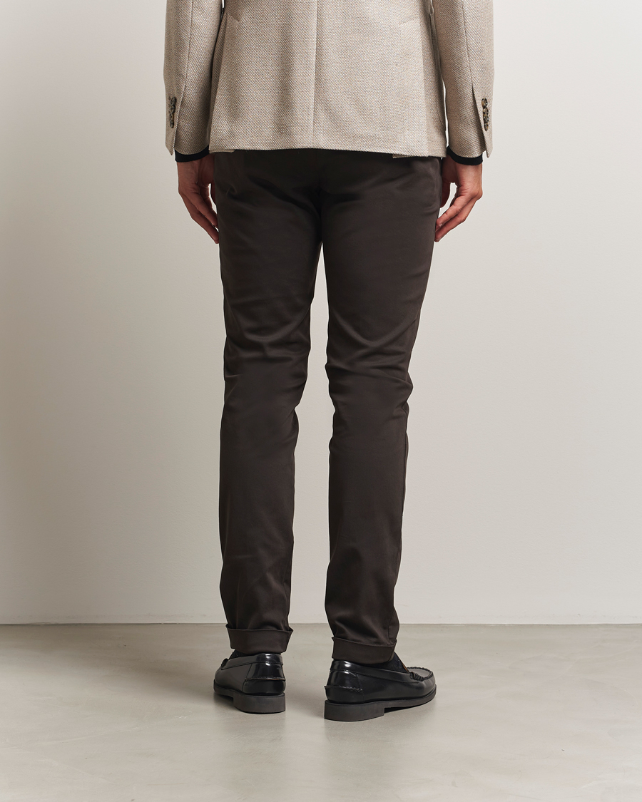 Hombres | Pantalones | Briglia 1949 | Slim Fit Cotton Stretch Chino Dark Brown