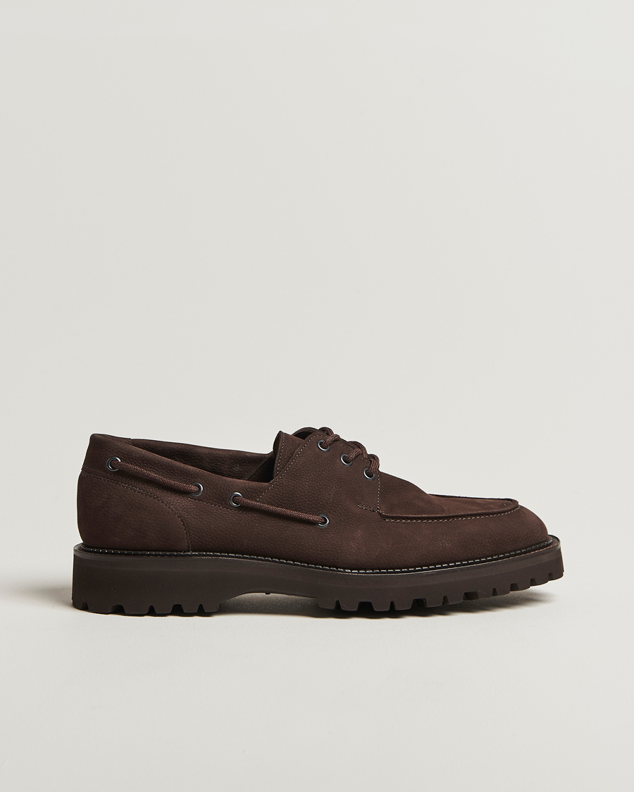 Hombres | Zapatos derby | John Lobb | Tide Moc Toe Derby Dark Brown Nubuck