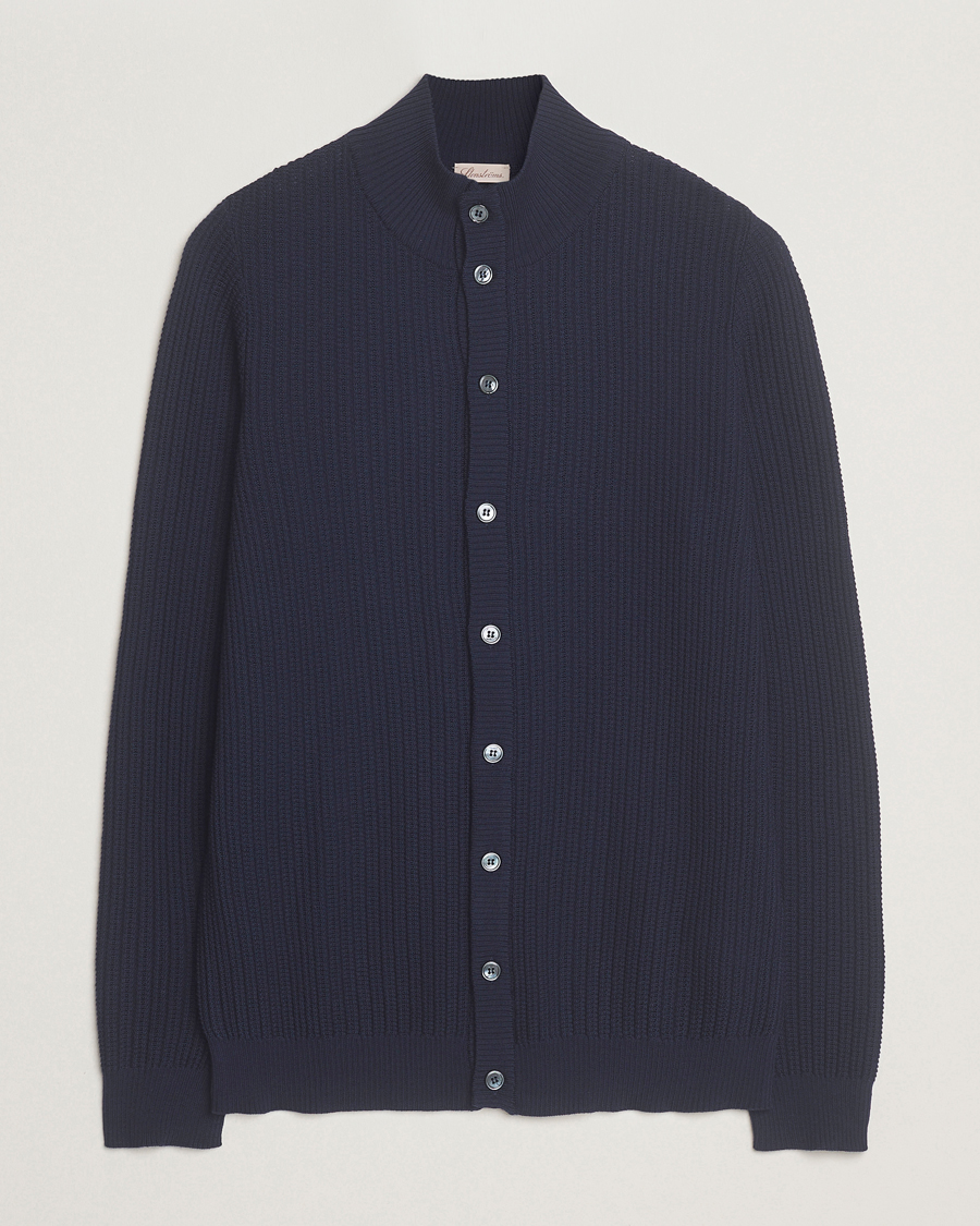 Hombres | Jerséis y prendas de punto | Stenströms | Knitted Structure Cardigan Navy