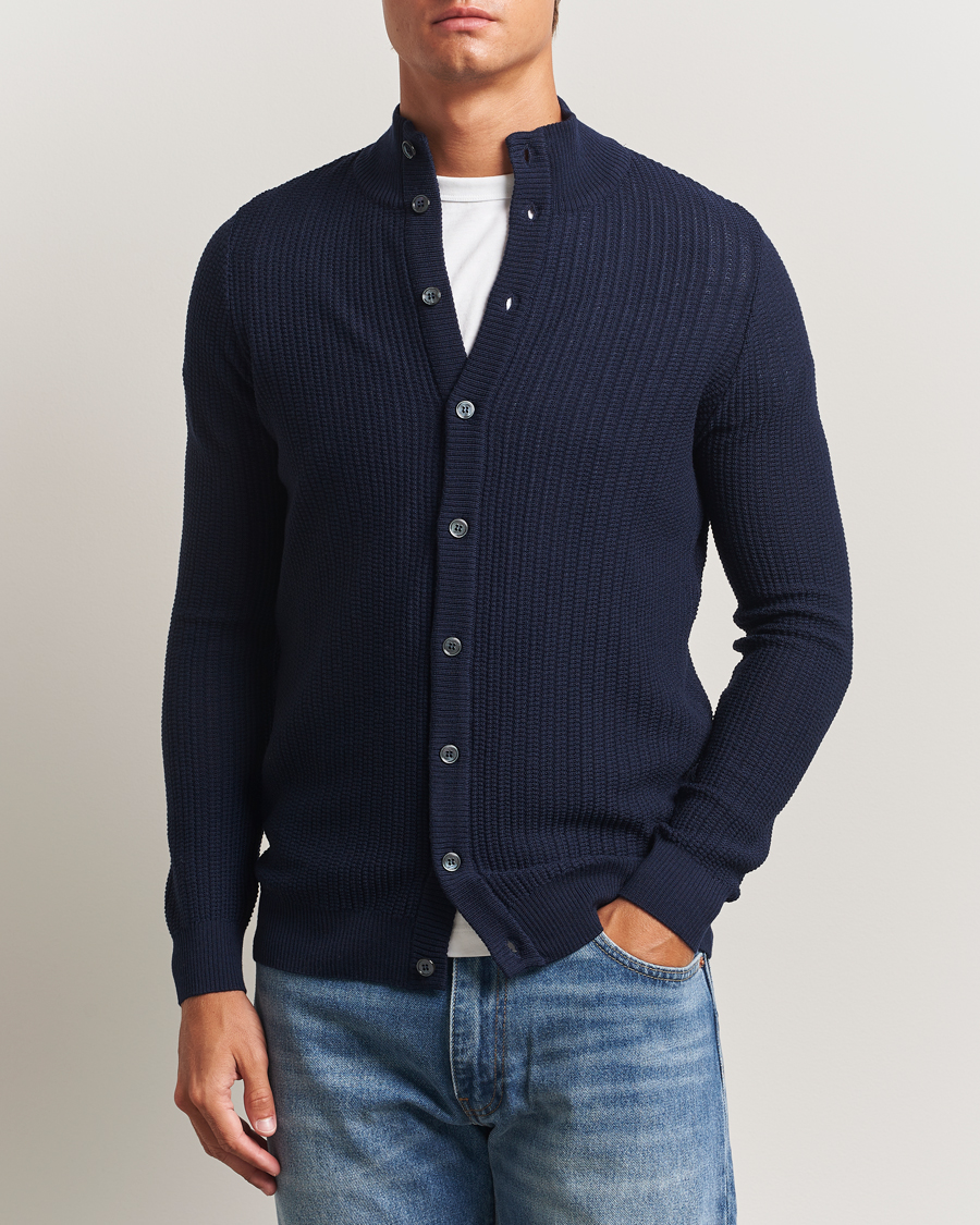 Hombres | Jerséis y prendas de punto | Stenströms | Knitted Structure Cardigan Navy
