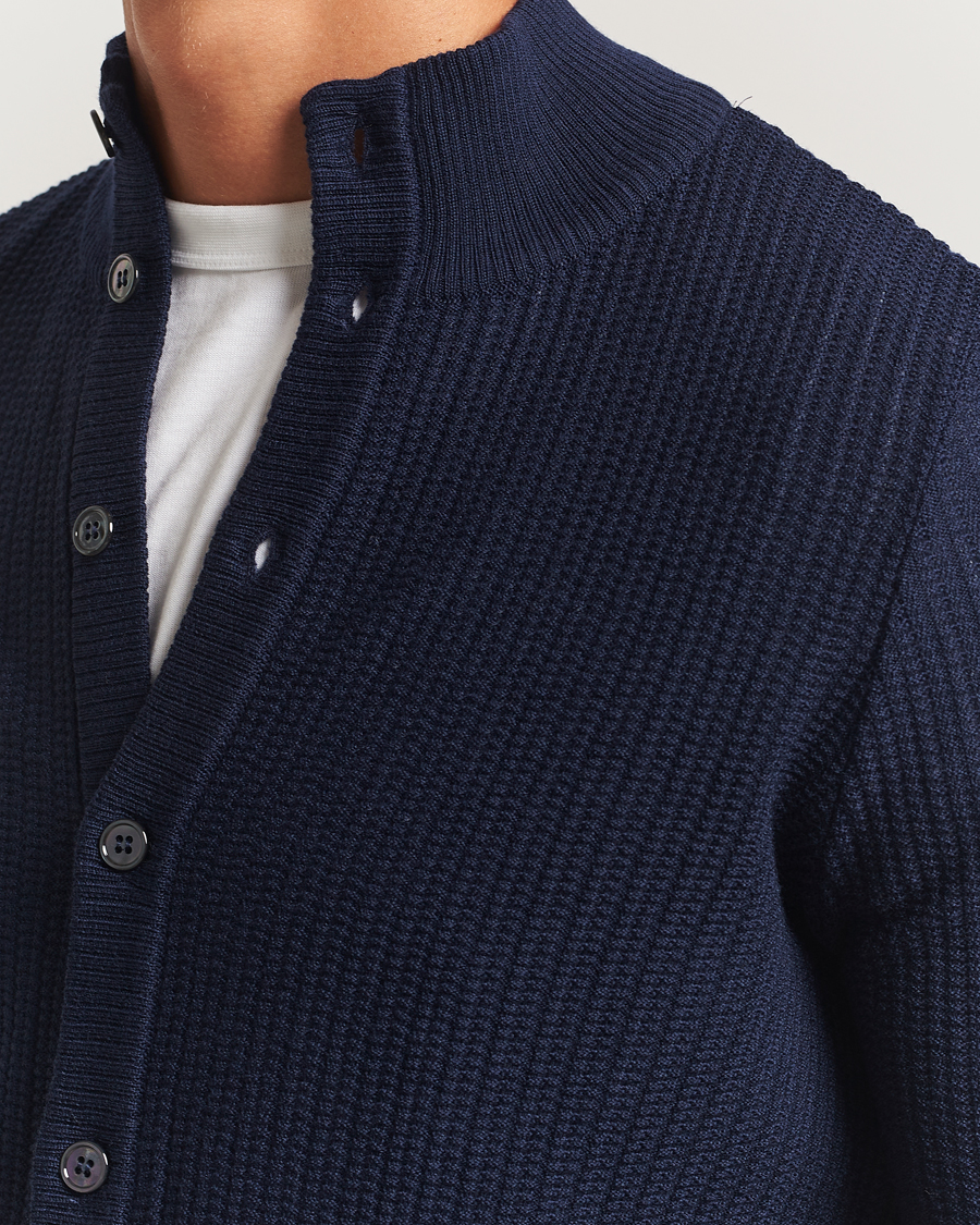 Hombres | Jerséis y prendas de punto | Stenströms | Knitted Structure Cardigan Navy