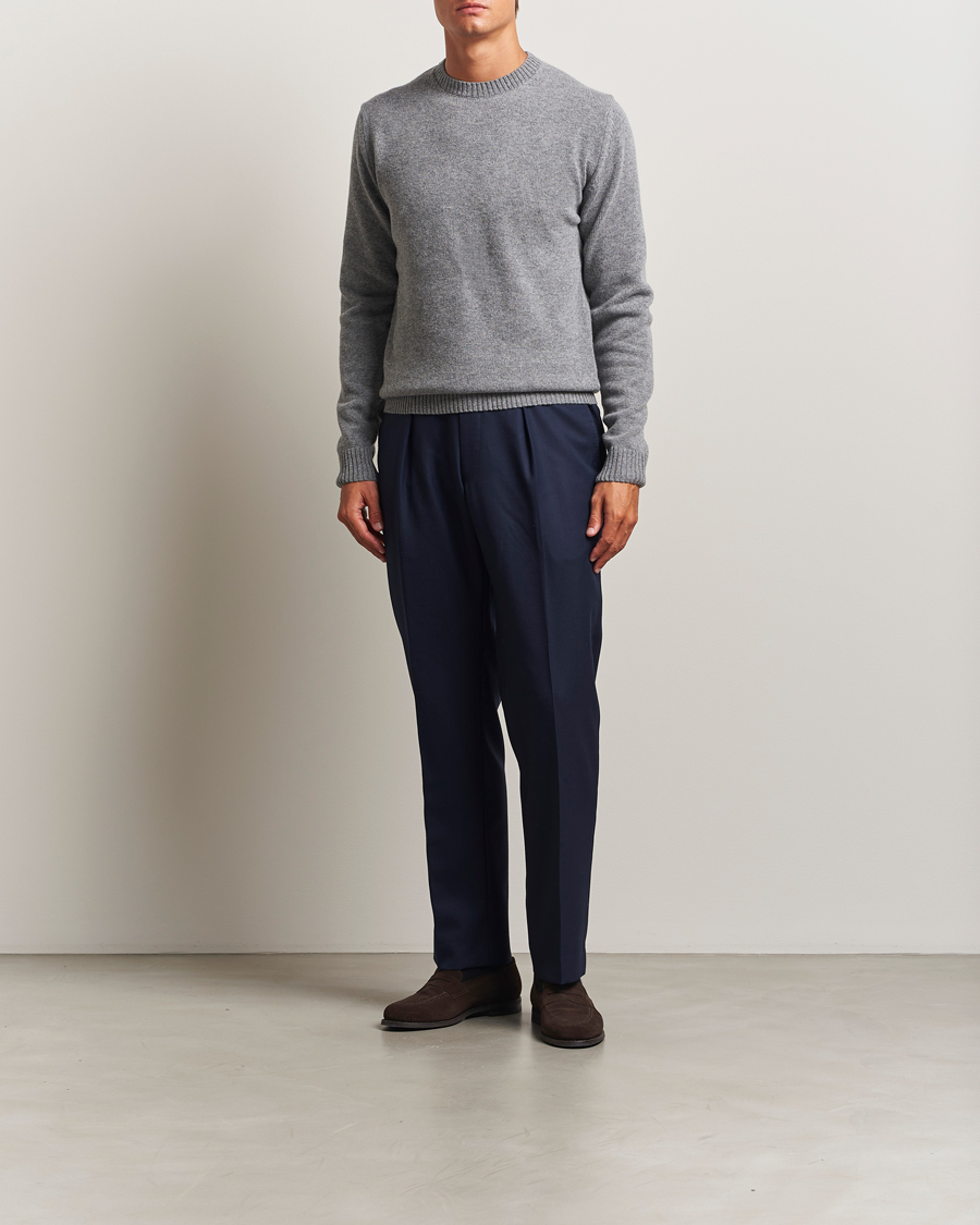 Hombres | Jerséis y prendas de punto | Stenströms | Brushed Merino Crew Neck Grey
