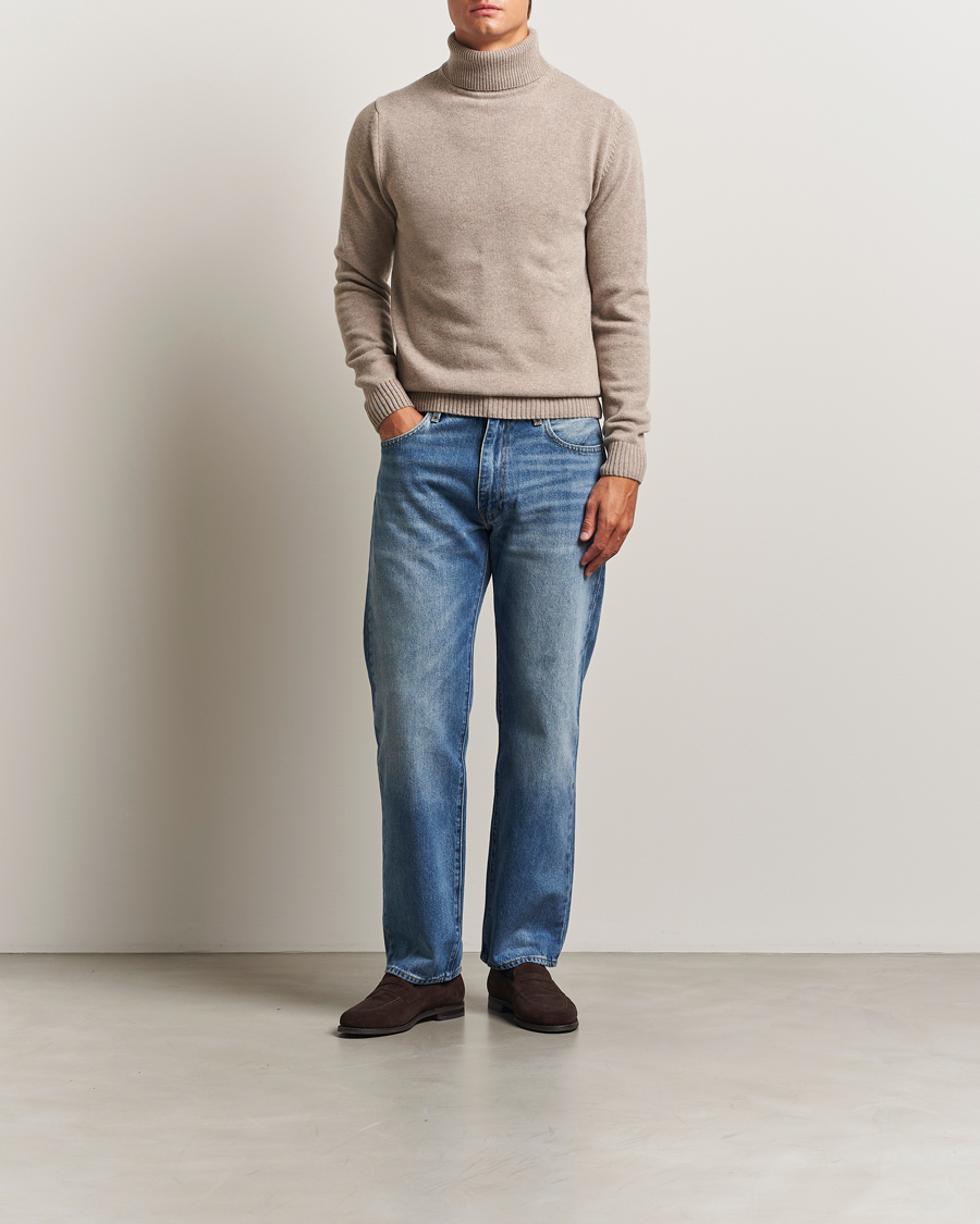 Hombres | Jerséis y prendas de punto | Stenströms | Brushed Merino Rollneck Light Brown