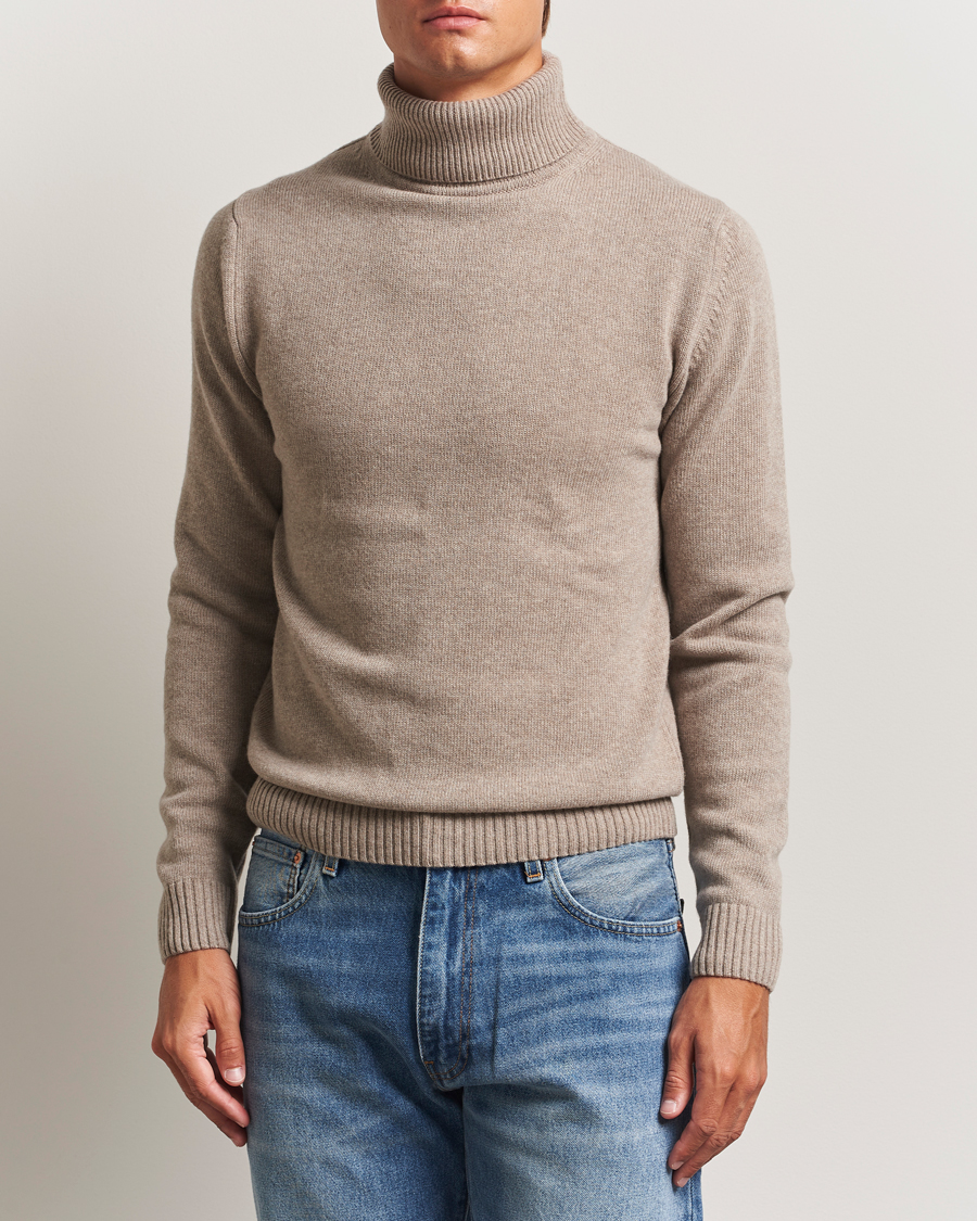 Hombres | Jerséis y prendas de punto | Stenströms | Brushed Merino Rollneck Light Brown