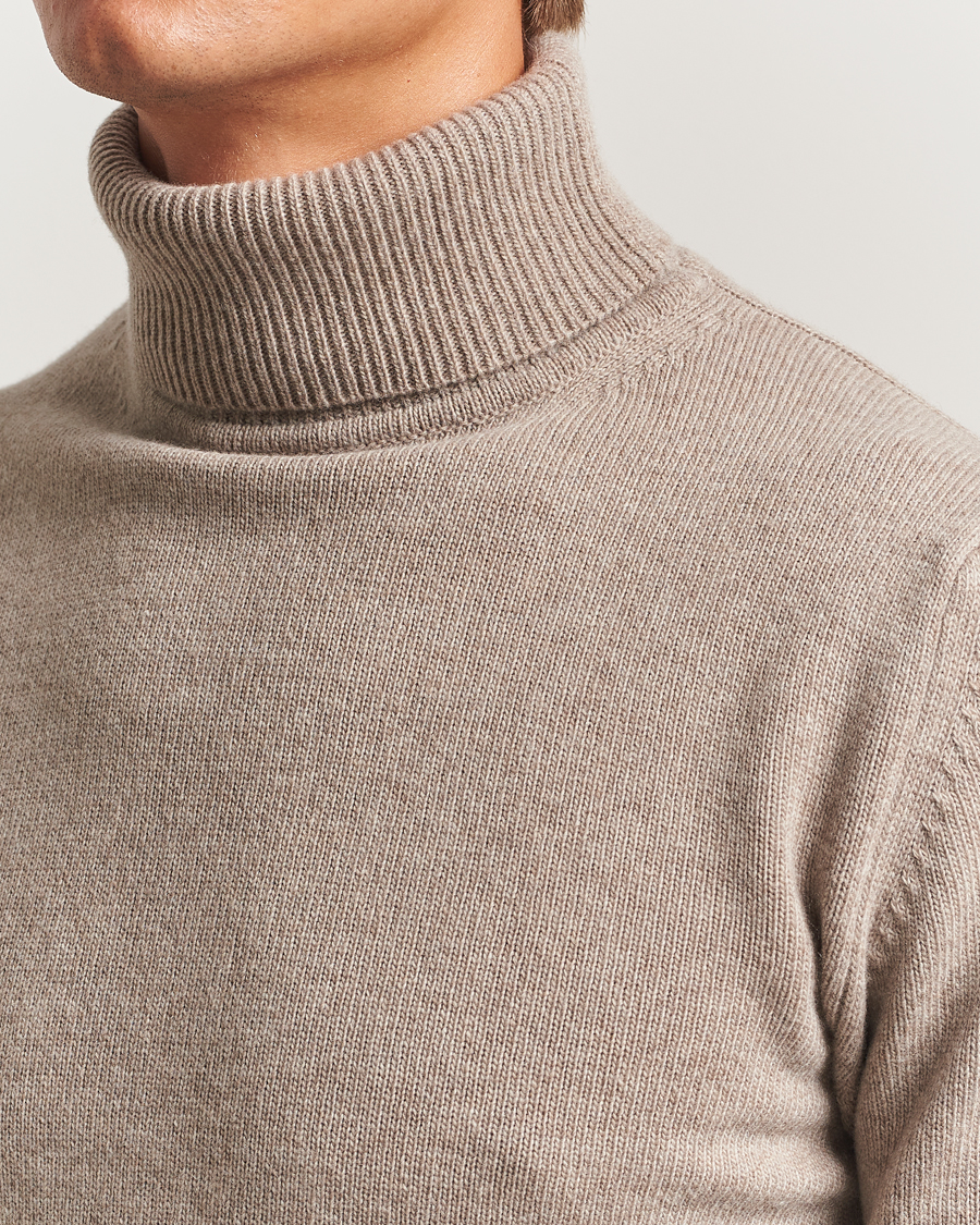 Hombres | Jerséis y prendas de punto | Stenströms | Brushed Merino Rollneck Light Brown