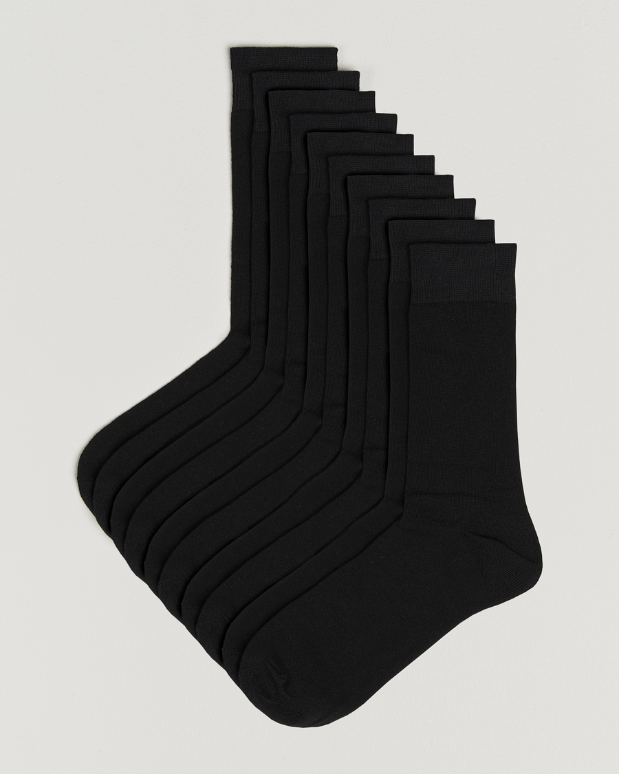 Hombres | Ropa interior y calcetines | Care with Carl | 10-Pack Solid Cotton Socks BLACK