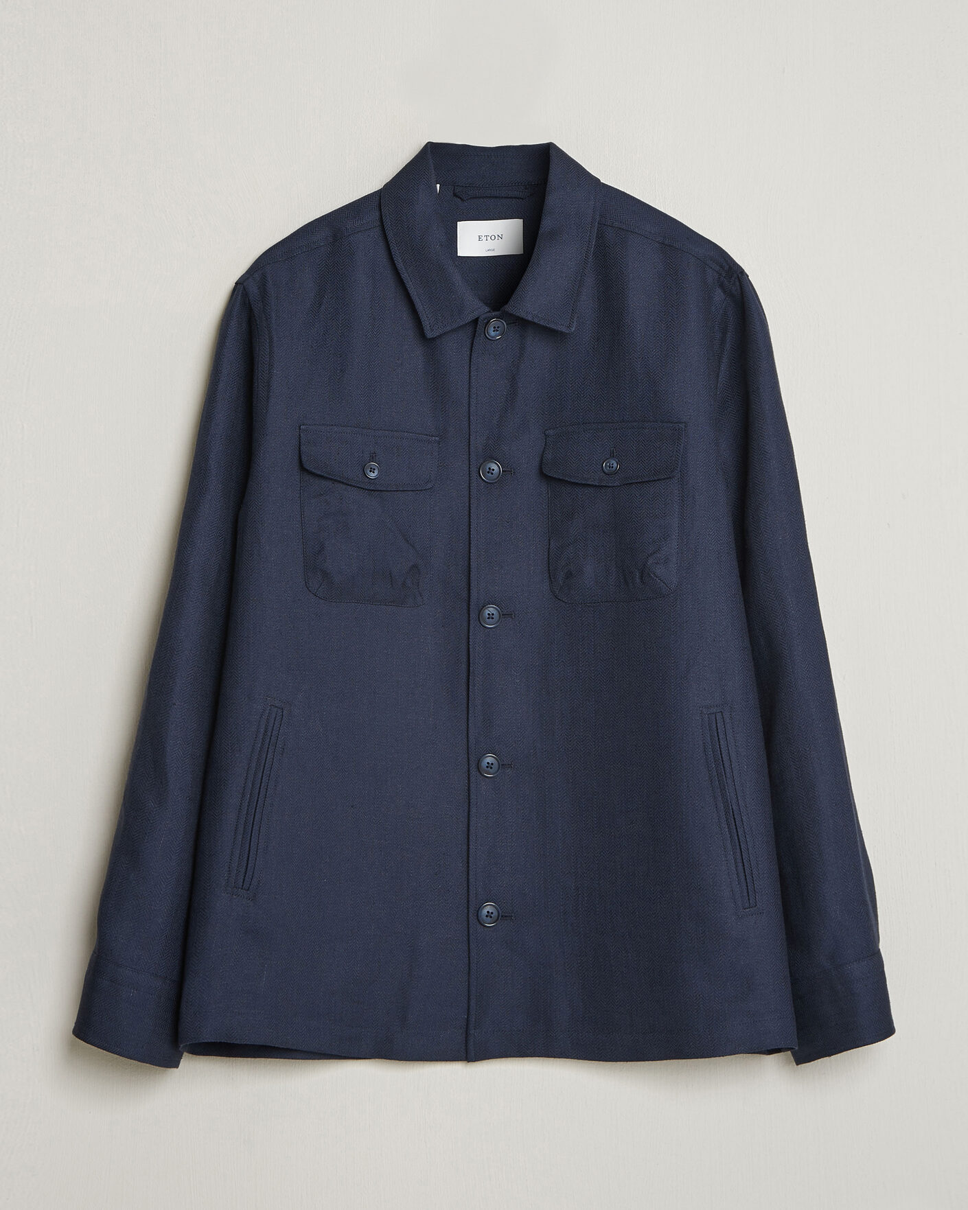 Hombres | Abrigos y chaquetas | Eton | Four Pocket Linen Lyocell Shirt Jacket Navy Blue