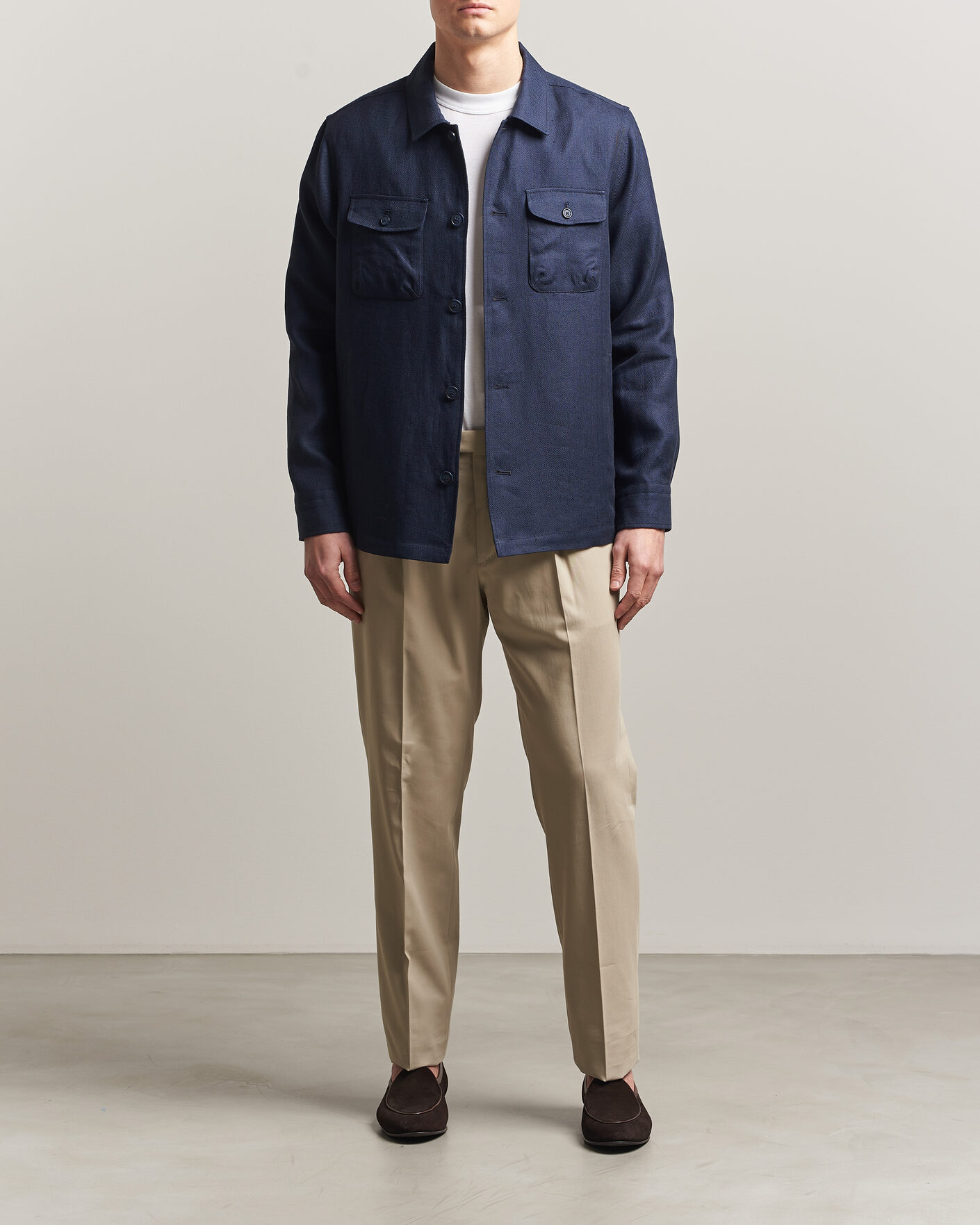 Hombres | Abrigos y chaquetas | Eton | Four Pocket Linen Lyocell Shirt Jacket Navy Blue