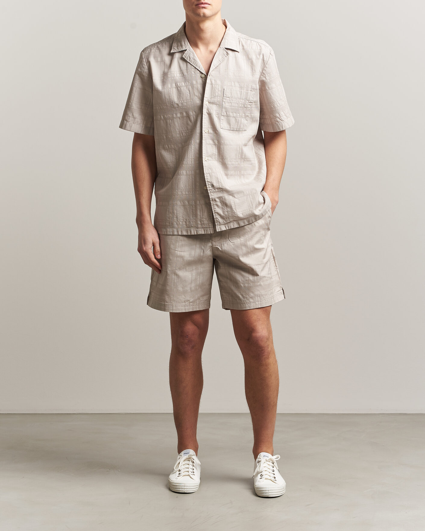 Hombres | Pantalones cortos | BOSS ORANGE | Sandrew Cotton Drawstring Shorts Open Grey