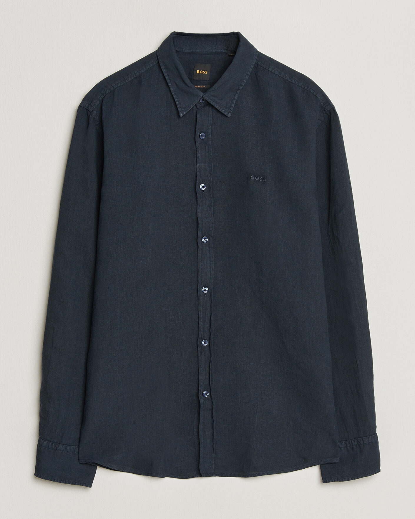 Hombres | Camisas | BOSS ORANGE | Relegant Linen Shirt Dark Blue