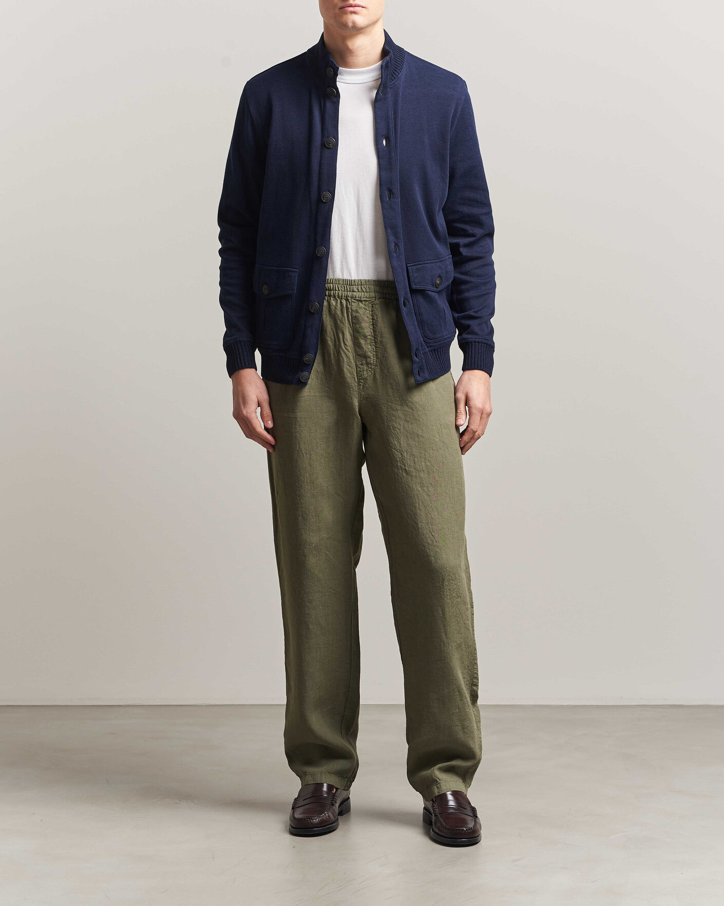 Hombres | Abrigos y chaquetas | Gran Sasso | Cotton Pocket Knitted Bomber Jacket Navy