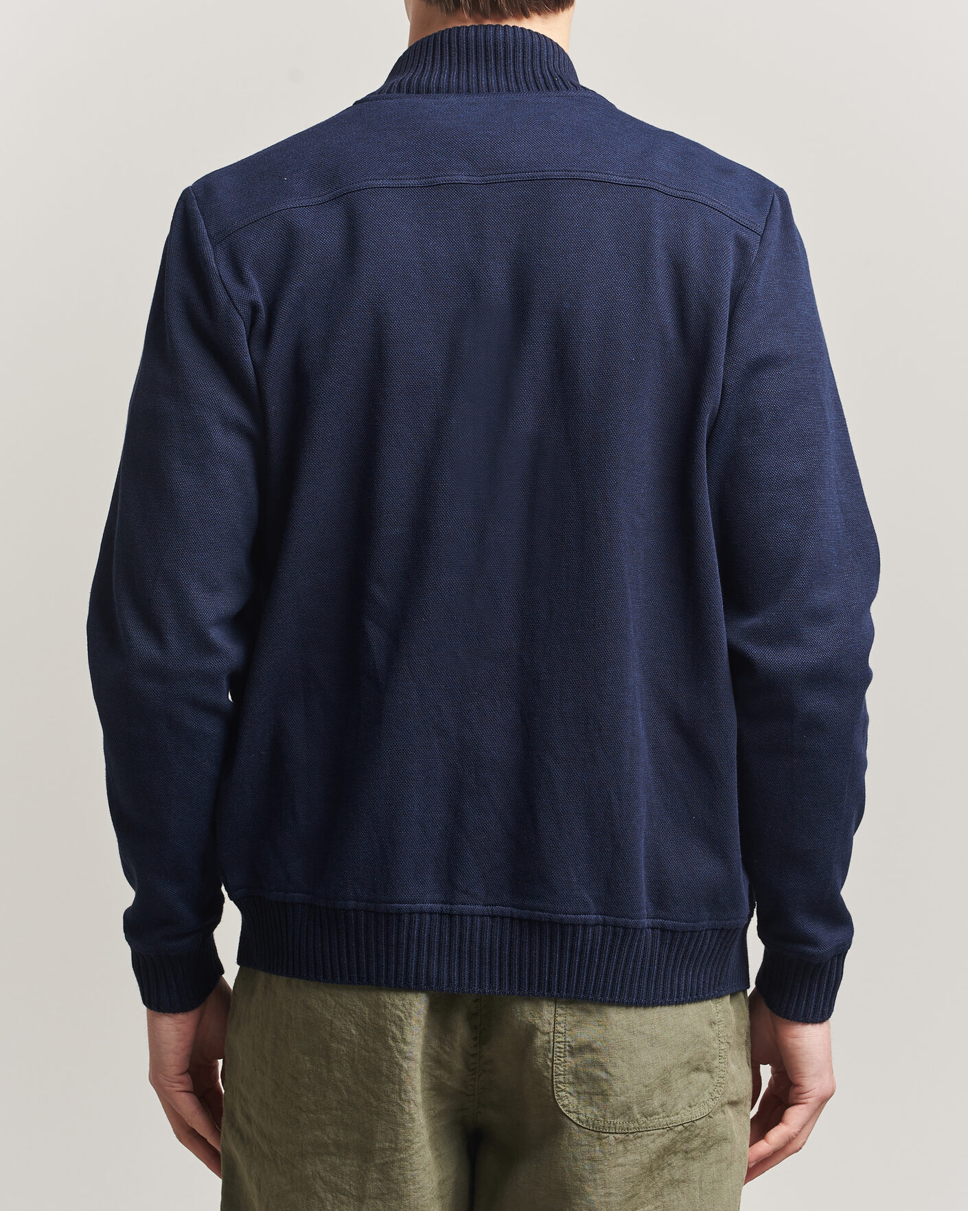Hombres | Abrigos y chaquetas | Gran Sasso | Cotton Pocket Knitted Bomber Jacket Navy