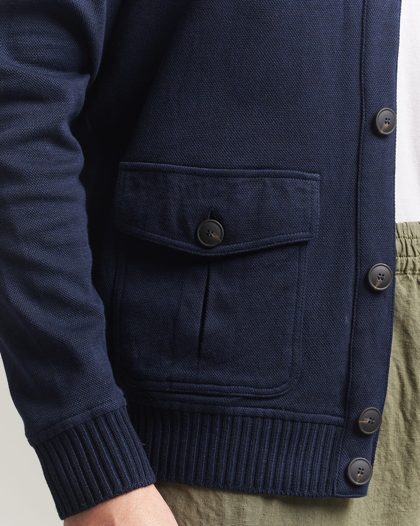 Hombres | Abrigos y chaquetas | Gran Sasso | Cotton Pocket Knitted Bomber Jacket Navy