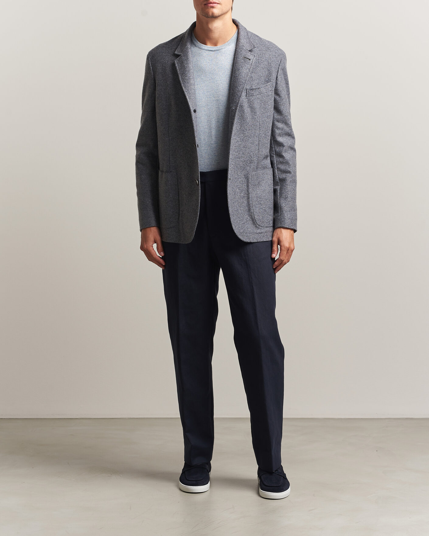 Hombres | Blazers | Fedeli | Cashmere Flannel Jacket Grey Melange