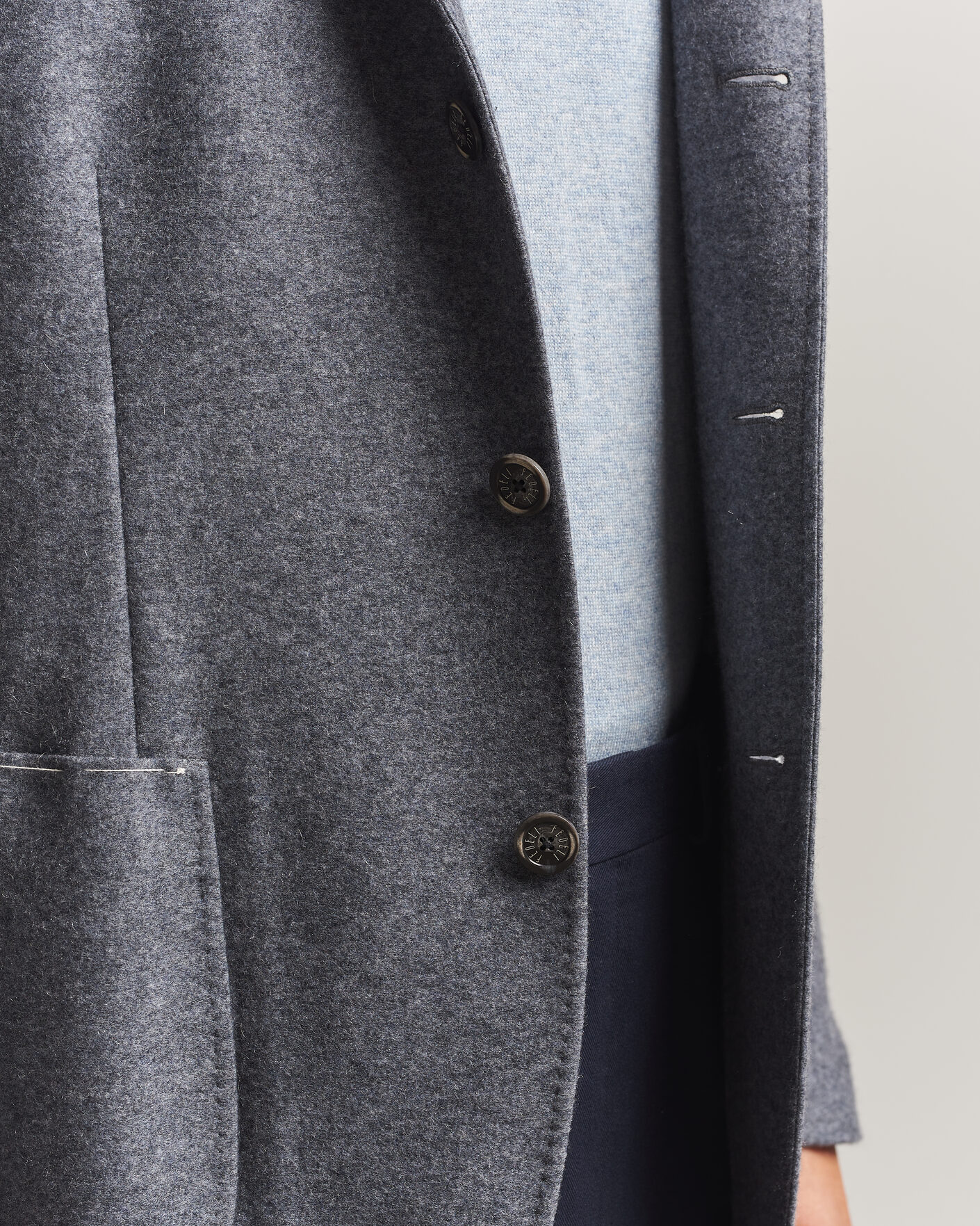 Hombres | Blazers | Fedeli | Cashmere Flannel Jacket Grey Melange