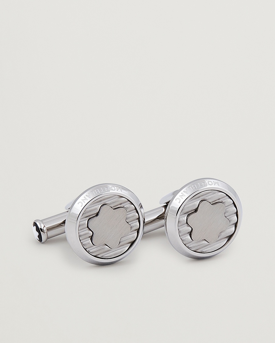 Montblanc Steel Cufflinks Corrugated Emblem – Plata
