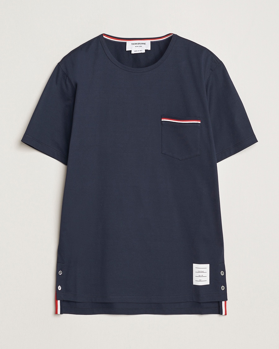 Thom Browne Short Sleeve Pocket T-Shirt Navy – Azul