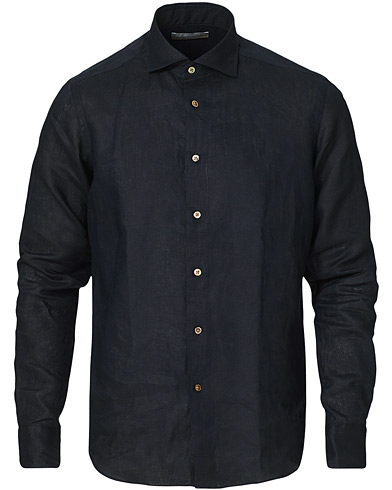  Slim Fit Linen Shirt Navy 