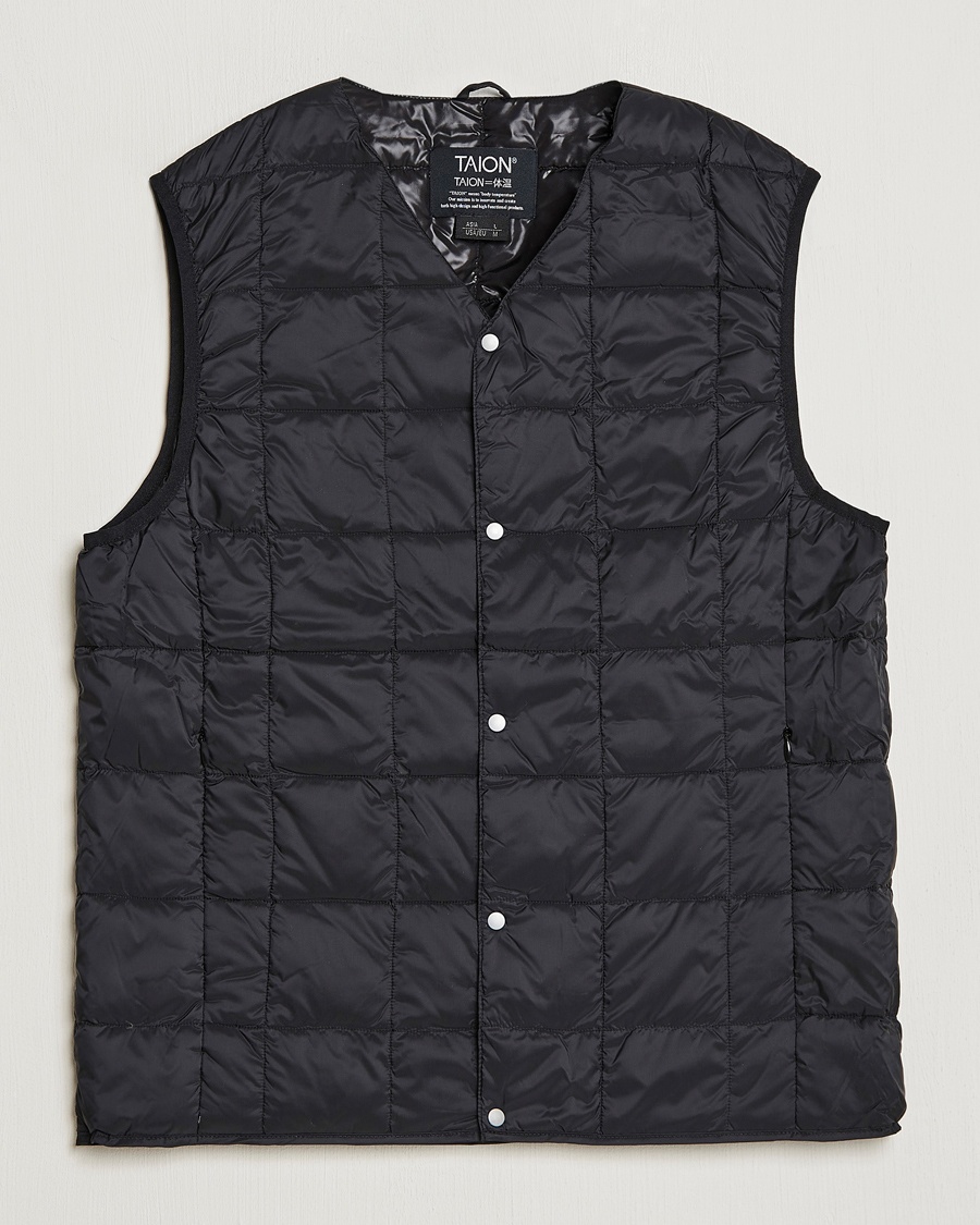 TAION V-Neck Lightweight Down Vest Black – Negro