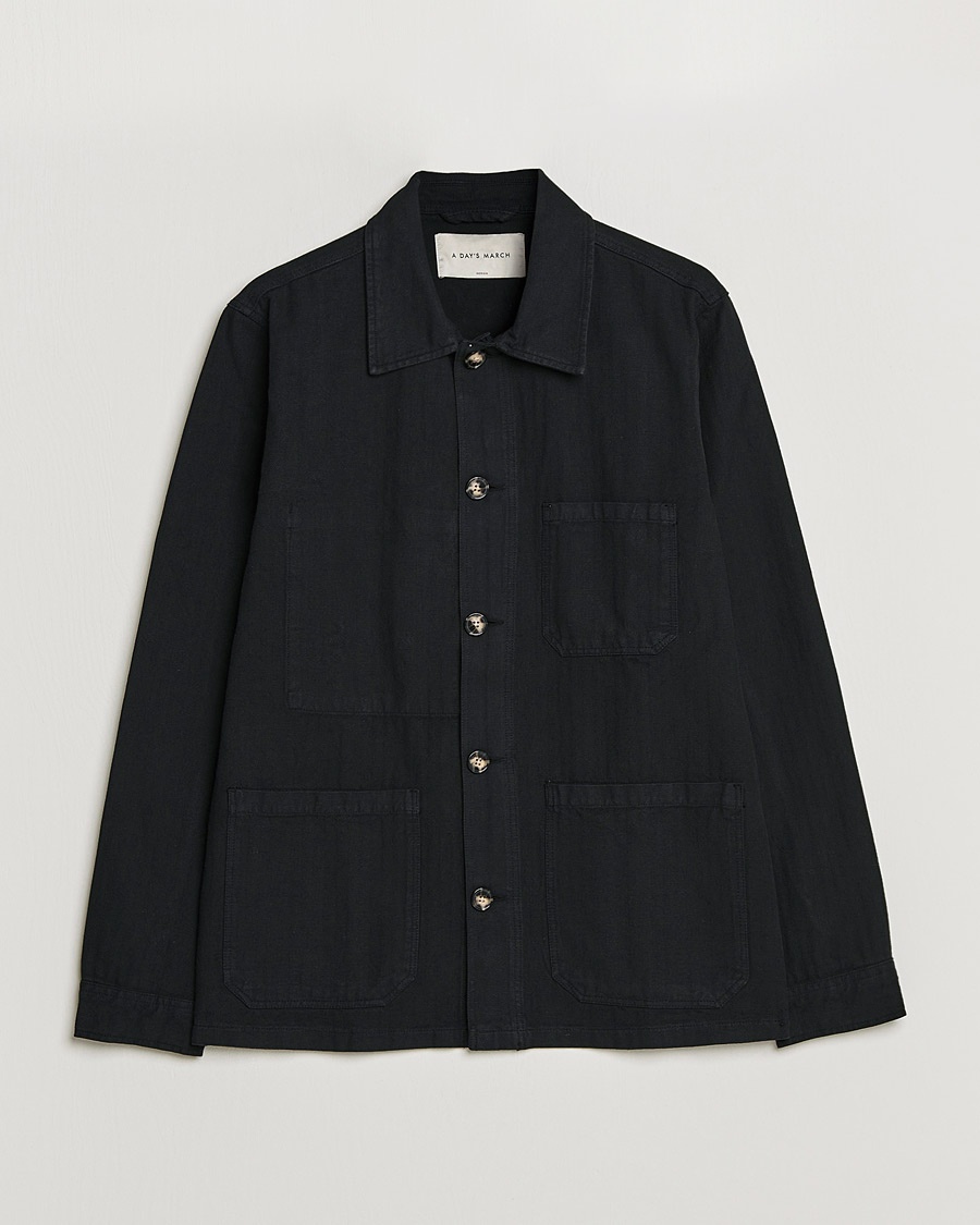 A Day's March Original Herringbone Overshirt Black – Negro