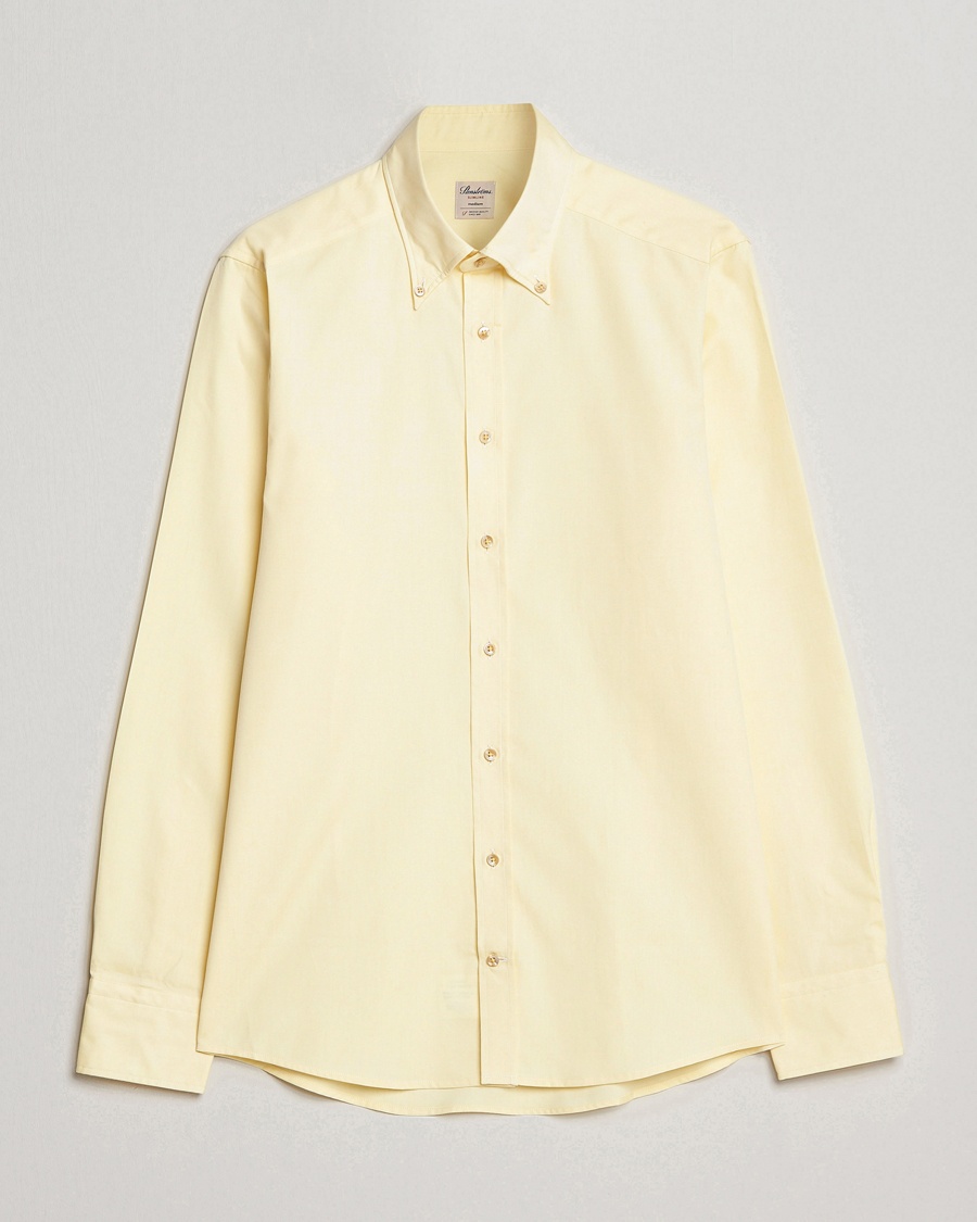 Stenströms Slimline Button Down Pinpoint Oxford Shirt Yellow – Amarillo