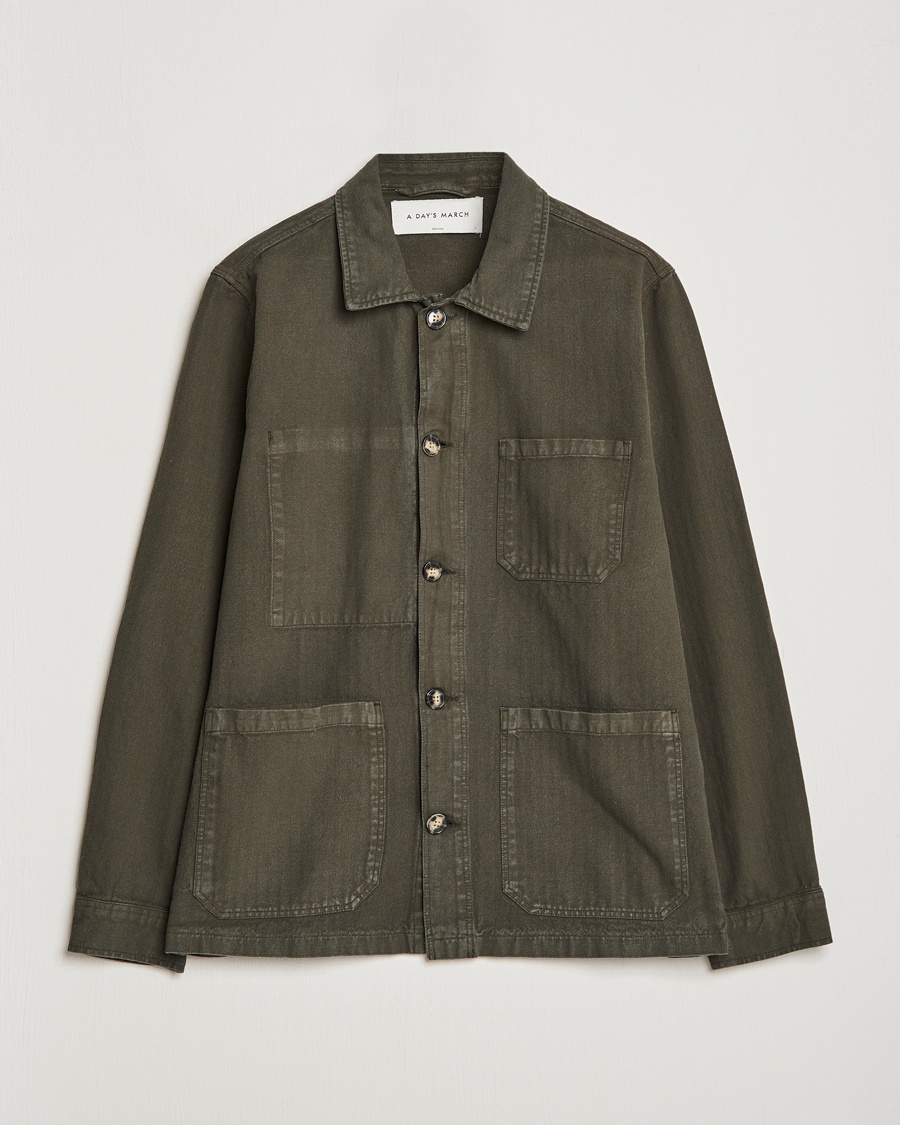A Day's March Original Herringbone Overshirt Olive – Verde