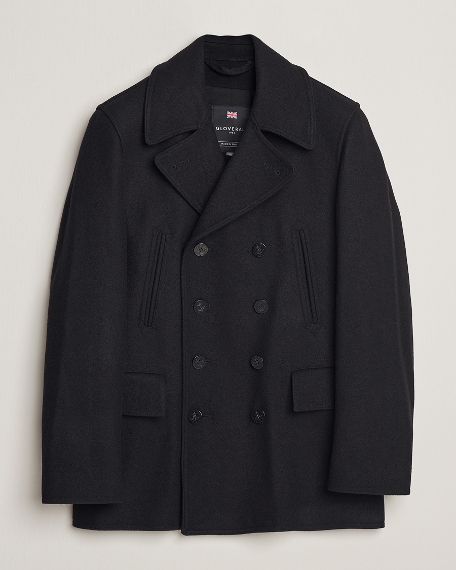 Gloverall Churchill Reefer Peacoat Black – Negro