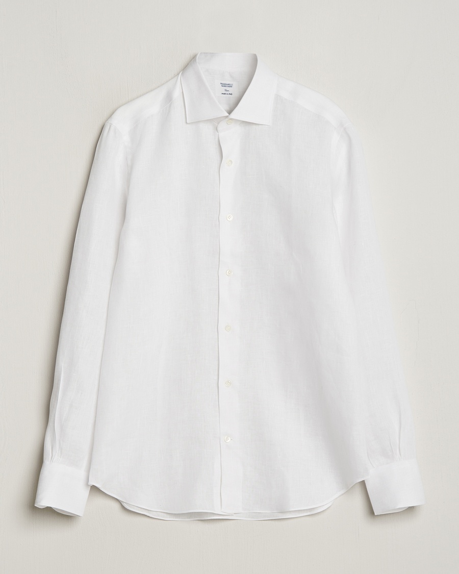 Mazzarelli Soft Linen Cut Away Shirt White – Blanco