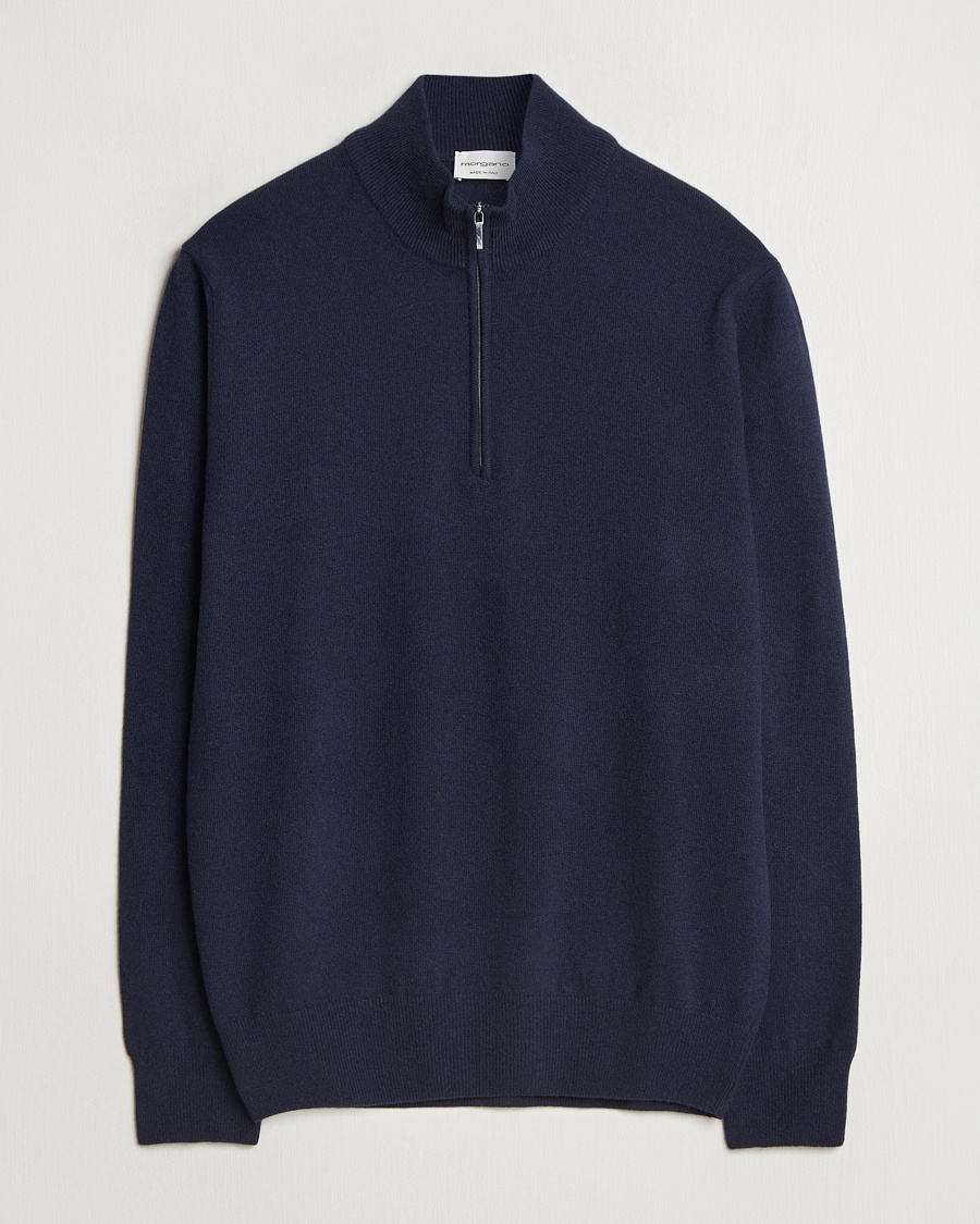 Morgano Wool/Cashmere Half-Zip Navy – Azul
