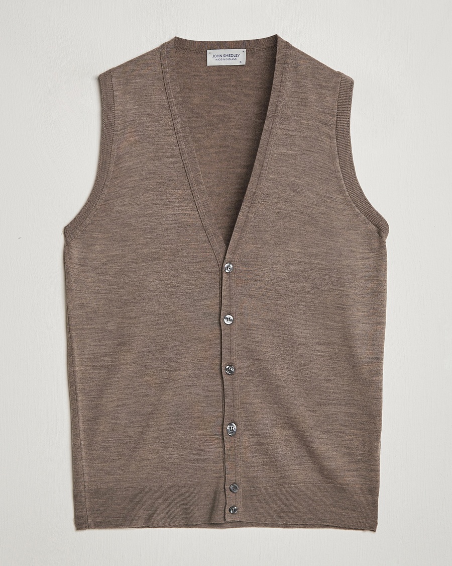 John Smedley Huntswood Slim Fit Waistcoat Mushroom Brown – Marrón