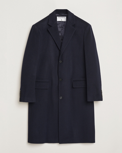  Relaxed Wool Crombie Coat Navy