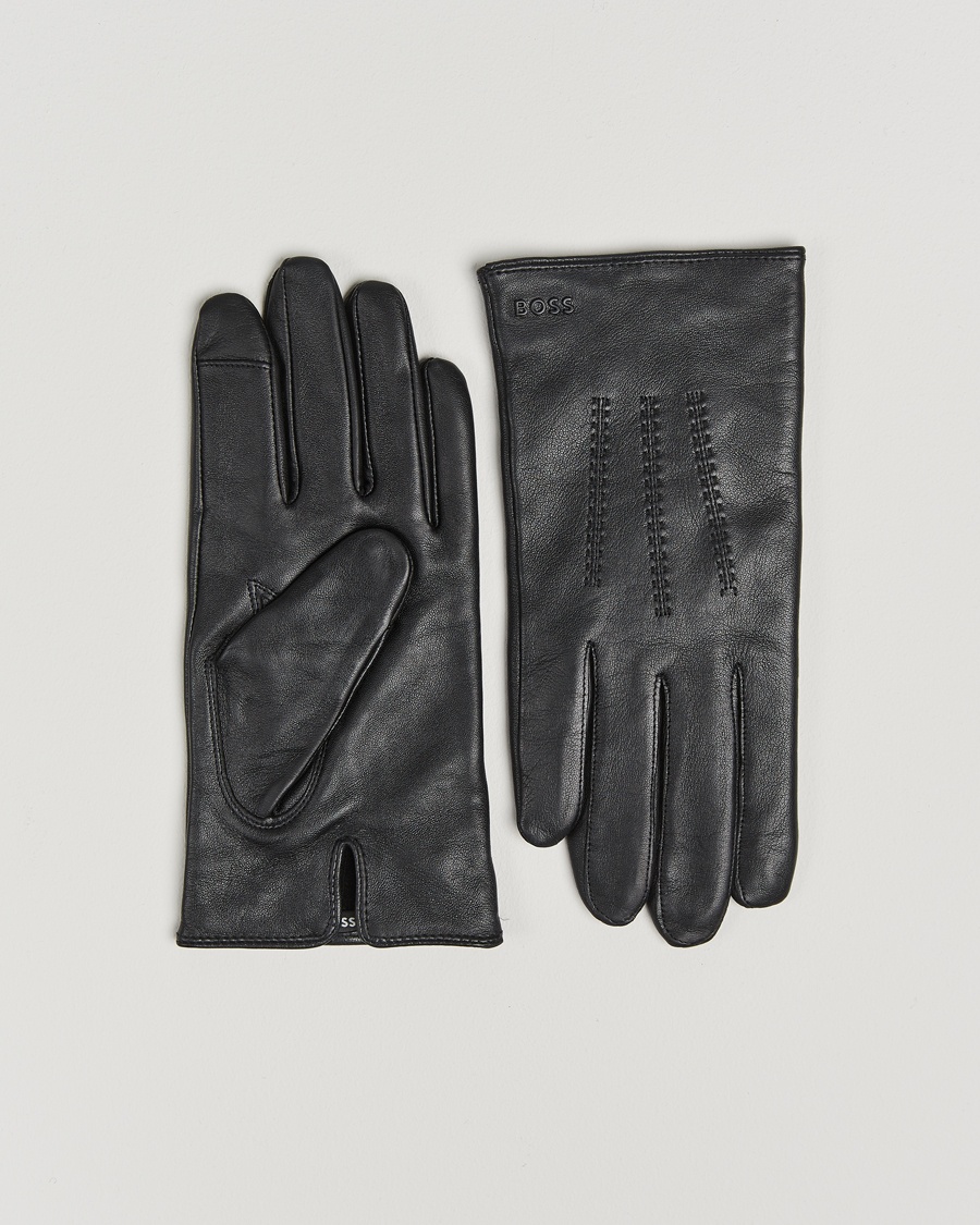 BOSS BLACK Hainz Leather Glove Black – Negro