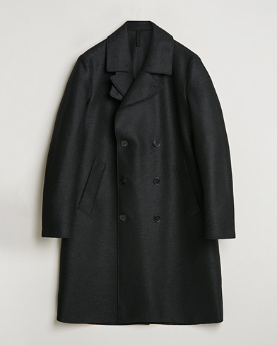  Pressed Wool Long Peacoat Black