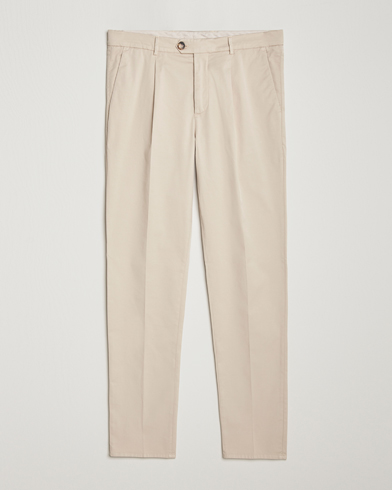  Slim Fit Pleated Trousers Light Beige