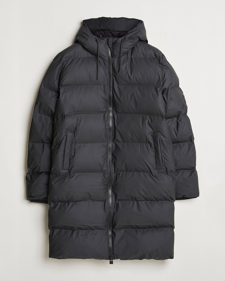 RAINS Alta Long Puffer Parka Black – Negro